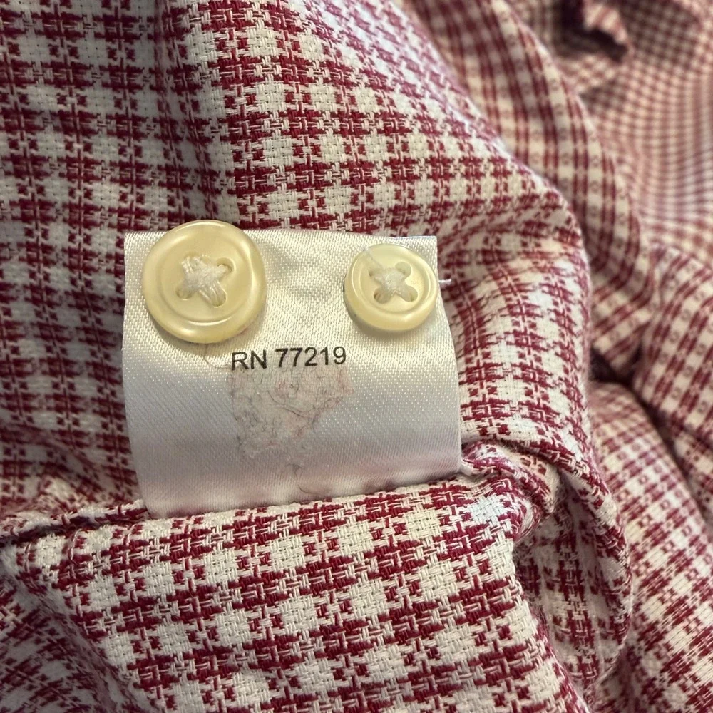 Pronto Uomo Mens XL Modern Fit Button‎ Down Shirt Red White Micro Check Stretch